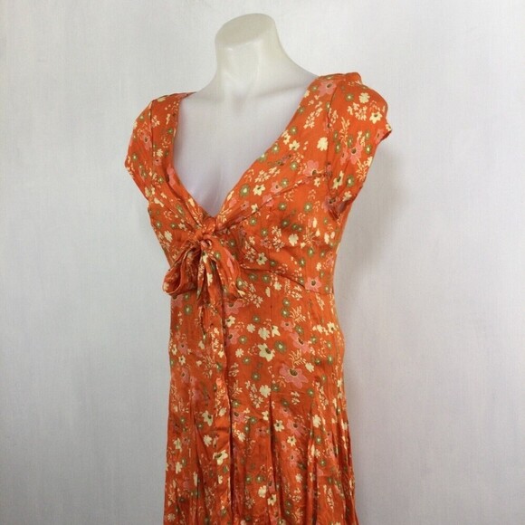 Free People Womens It Takes Two Wrap Dress Orange Peach Combo Medium NWT $128 - Picture 10 of 15